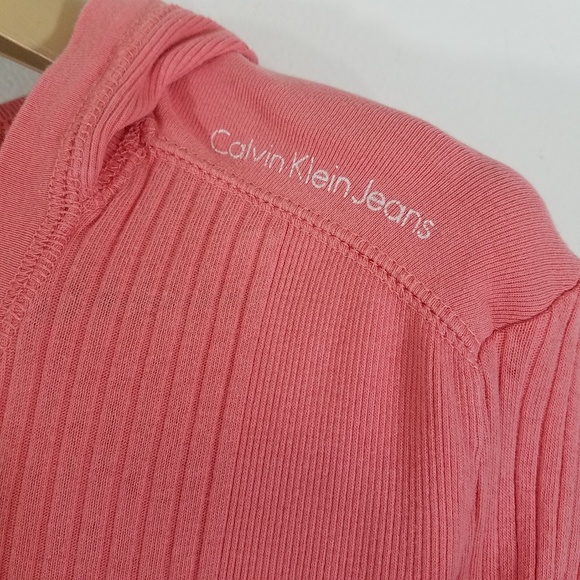Calvin Klein Thermal Hoodie Ribbed Coral Size XL - Picture 2 of 6